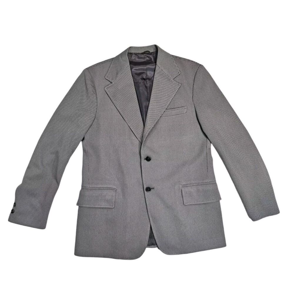 Vintage 60s 70s Mens 39 R blazer Jacket Leisure Suit Sports Coat Gray Striped